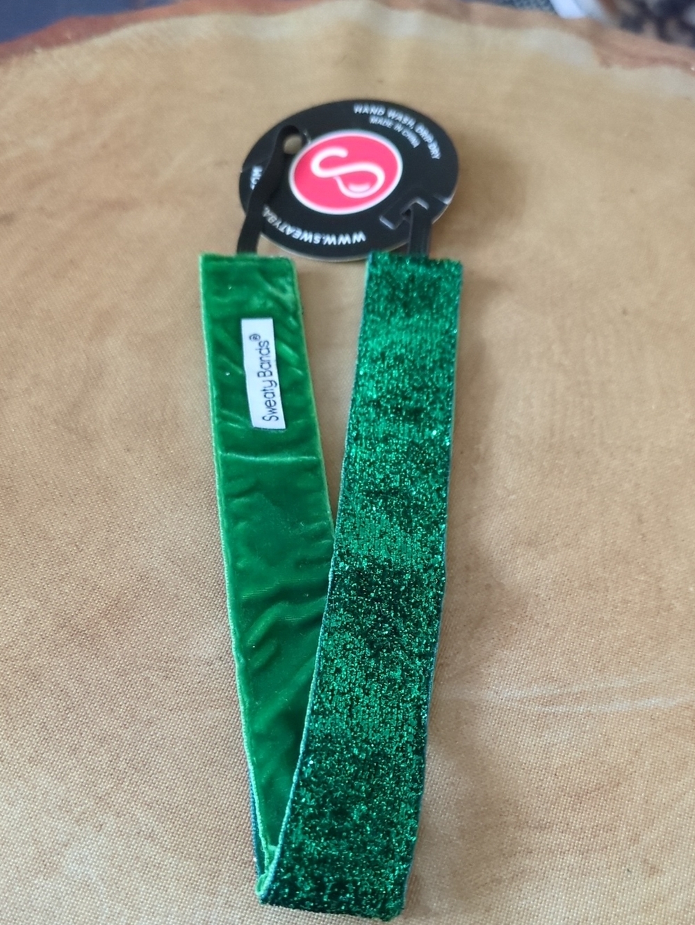 Sweaty Bands 1 Inch Green Glitter With Velvet Hairband